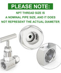 Taisher stainless steel high-pressure straight needle valve, 1/2 in NPT female x 1/2 in tube OD, for water gas oil