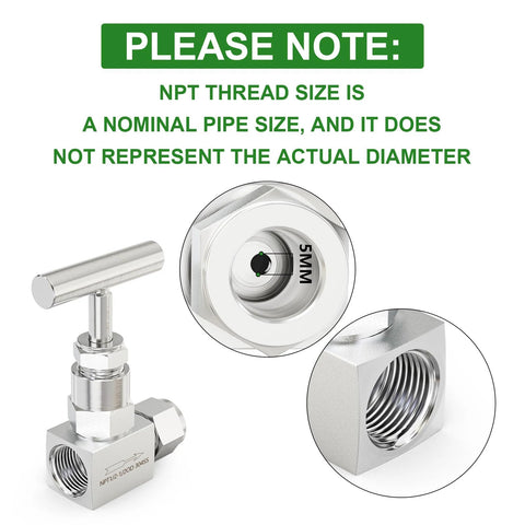 Taisher stainless steel high-pressure straight needle valve, 1/2 in NPT female x 1/2 in tube OD, for water gas oil