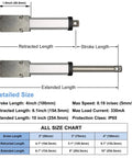 UYGALAXY 12V mini linear actuator, 4-inch stroke, metal body with brackets; 2 units shown retracted and extended