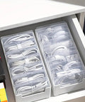 2 Pack Cable Organizer Box With 7 Clear Compartments For Desk Chargers And Wire Management See Through Desktop Box For Home Office Organization White Finish