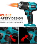 Cordless Heat Gun For 18V LXT Batteries, 2 Temp Settings Up To 932F, Includes 3 Nozzles, Hot Air Tool For Crafts showing flame and safety features