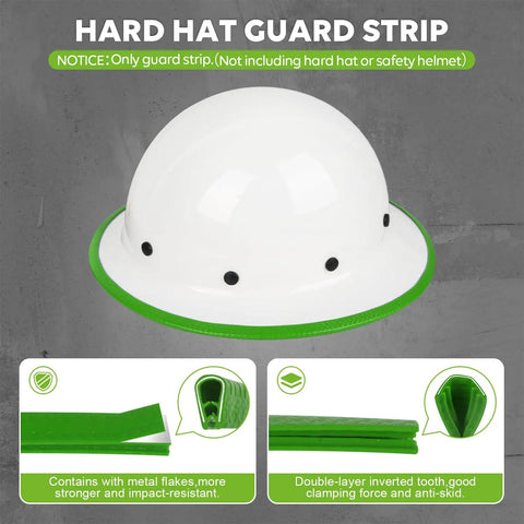 Full Brim Guard For Hard Hats with Rubber Protective Strip, Metal Clip Reinforcement, Abrasion Resistant, 36.6 Inch Length