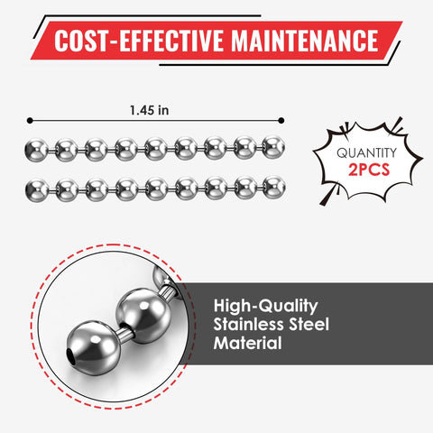 Replacement Chain And Ball Set For Wakit Grinder RollBotz, Stainless Steel Ball And Chain Assembly, 1.45 in length, 2-pack