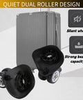 360 Degree Swivel PVC Suitcase Wheels Replacement Pair with Double Roller Bearings for Luggage Repair next to hard-shell suitcase