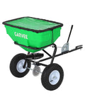Heavy Duty Tow Behind Broadcast Spreader With 125 Lbs Hopper And 30 Settings 9.8 Ft Spread Universal Hitch For UTV ATV Or Tractor