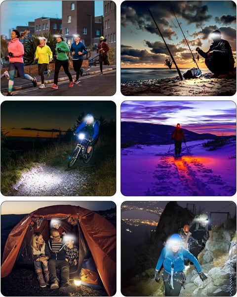 People using Rechargeable Headlamps With Red Light And 230 Degree Ultra Wide Beam, 7 Modes For All Day Brightness, 350 Lumens