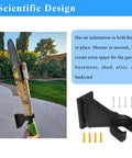 Heavy Duty Wall Mount For Garden Tools And Trimmer Storage next to screws, outdoor and garage space with trimmer visible