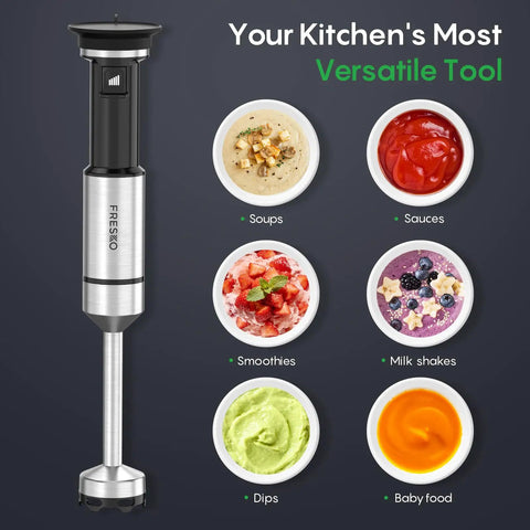 Hella Smooth Immersion Hand Blender With Variable Speed Trigger For Precision Mixing and tough jobs with bowls of soups and smoothies.