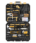 Must-Have All-In-One 198 Piece Home Repair Tool Kit With Plastic Toolbox For DIY Projects, open view of tools organized.