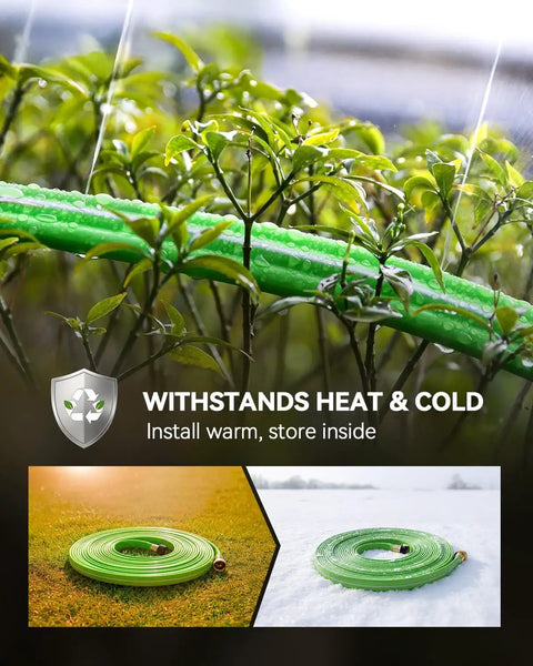 Flat Soaker Hose With Stakes 50Ft Watering Made Easy For Garden And Lawn Yard Irrigation Three Channel Micro Holes Deliver Uniform Water