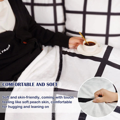 Two Pack 60x50 Sublimation Blankets With 20 Panel Heat Press Friendly For Custom Photos And Personalized Printable Baby Flannel Throws Plus 3 Pillow Covers For DIY Home Sofa Bed And Decor on sofa