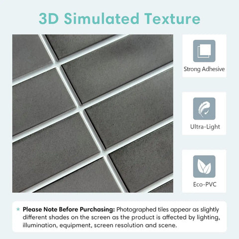 Close-up of 3D Matte Green Peel And Stick Tiles Pack Of Ten Eleven Point Eight Inch Square PVC Backsplash Tiles texture details