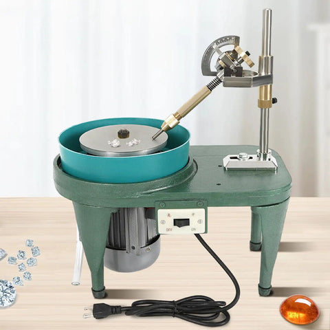 Faceting And Polishing Machine For Jewelry 180W Jade Grinder with 6 Inch Disc, Green Cast Iron Body, Adjustable Manipulator