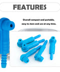 Top Tier Five Piece Brake Bleeder Kit With Vacuum Pump Connectors includes compact blue rubber adapters for easy fluid changes.