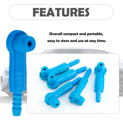 Top Tier Five Piece Brake Bleeder Kit With Vacuum Pump Connectors includes compact blue rubber adapters for easy fluid changes.