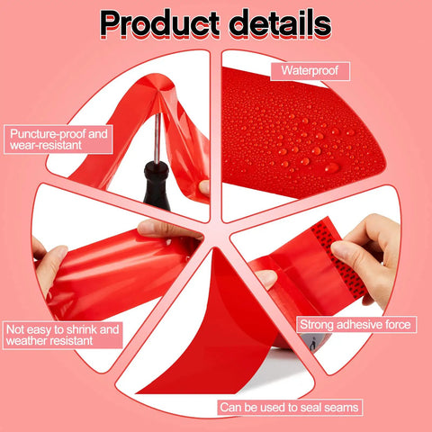 Product details showing Built Tough Red Construction Seaming Tape Three Inches Wide By Fifty Five Yards Heavy Duty Sheathing Sealant.