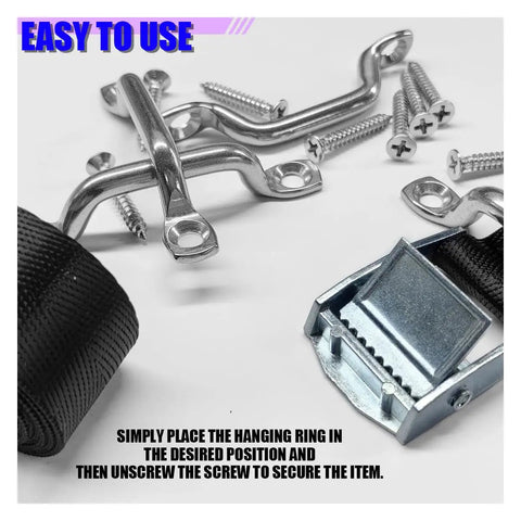Heavy Duty Tie Down Straps With Cam Buckles And Stainless Brackets For Battery Boxes And Cargo Secure Mount Kit weatherproof marine grade hardware installation details.