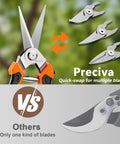 4 In 1 Garden Pruning Shears With Four Size Sharp High Carbon Martensitic Stainless Steel Blades Rustproof Wear Resistant