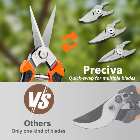 4 In 1 Garden Pruning Shears With Four Size Sharp High Carbon Martensitic Stainless Steel Blades Rustproof Wear Resistant