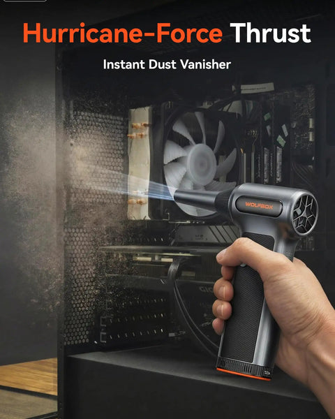 Person using Beast-Mode MF200-2PK High-Pressure Air Duster With 2 Swappable Batteries And Hard Case in PC cleaning