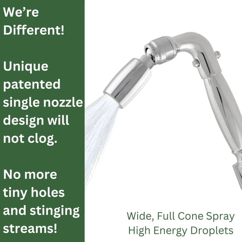 Solid Metal Handheld Shower Head Kit With 72 Inch Hose And Silicone Inner Tube Brass Holder Oil Rubbed Bronze Finish 2 GPM Low Flow For Water Savings And An Invigorating Large Droplet Rinse Great For Long Hair, showing single nozzle design
