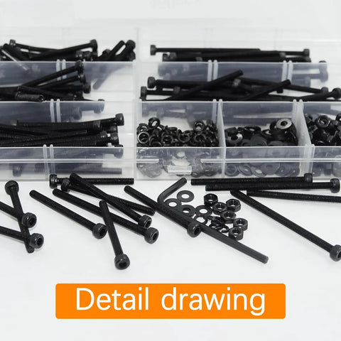 461 Piece M3 Hex Socket Head Screws Kit With Nuts Washers Lock Washers 30mm 35mm 40mm 45mm 50mm 12.9 Grade Alloy Steel