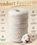 Heavy Duty Cotton Butcher Twine String Two Millimeter 700 Feet Eco Friendly Food Grade Kitchen Twine for various uses.