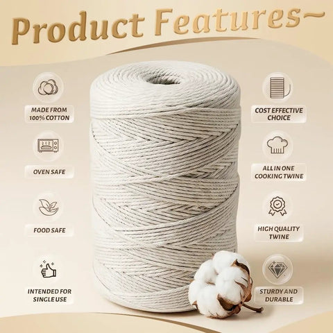 Heavy Duty Cotton Butcher Twine String Two Millimeter 700 Feet Eco Friendly Food Grade Kitchen Twine for various uses.