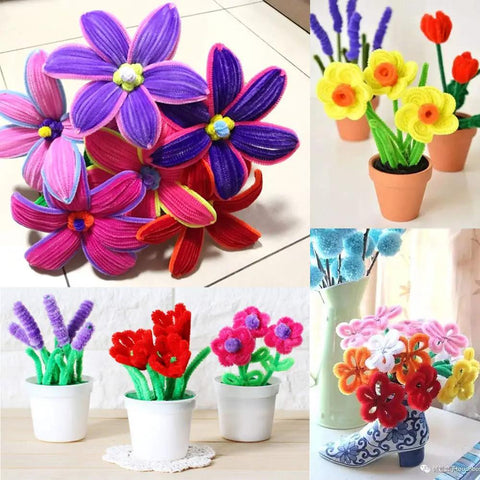 100 Pcs Chenille Pipe Cleaners In 10 Bright Colors For DIY Crafts And School Projects 6 Mm By 12 Inch Assorted Multicolor Stems For Creative Decorations, flower crafts