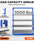 Beefy Heavy Duty Lumber And Pipe Cantilever Storage Rack With 4000 Lbs Capacity Four Tier Alloy Steel Construction in blue