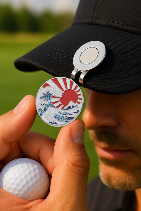 Ukiyoe Wave Golf Ball Marker With Magnetic Hat Clip Made From Zinc Alloy Durable Accessory For Golfers Dope Gift For Fans Of Japanese Art