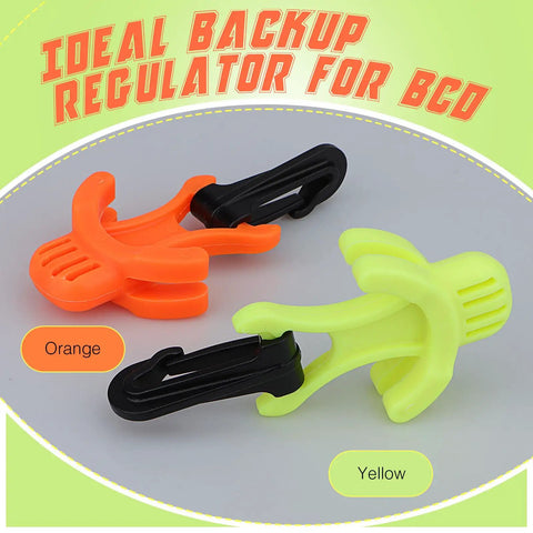 Scuba Octo Plug Two Pack Regulator Octopus Retainer Mouthpiece Holder With Black Clip for BCD in orange and yellow