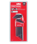 Ball End Hex Key Set 13 Piece With Labeled Carry Case, Black Oxide Finish For Rust Resistance shown in red packaging