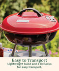 14 Inch Portable Charcoal Grill With Locking Lid And Dual Vents Lightweight Tabletop BBQ For Camping Tailgates And Cookouts