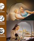 LED Desk Lamp With Clamp For Home Office 77 LEDs 3 Color Modes, flexible gooseneck lighting for reading and crafting