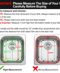 Guide for measuring kitchen sink for Two Pack 304 Stainless Steel Sink Grids For Rear Drain Sinks Built To Last Durable Kitchen Sink Protectors 13.2 By 11.5 Inches Anti Scratch Metal Rack With Strainer Included