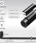Wrap Around Curtain Rods Beefy Blackout Heavy Duty 1 Inch Curtain Pole For Windows 48 To 84 Inches Matte Black All Metal Construction Curved Modern Drapery Rod With Unique Design showing cross-section and features