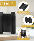 3 Inch Double Action Spring Hinges 4 Pack Matte Black Stainless Steel Self Closing Double Swing Hinges with adjustable tension feature.