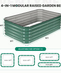 Modular Galvanized Raised Garden Bed Kit For Outdoor Yards 5 By 3 By 1.4 Ft 4 In 1 Raised Planter Box With Freestyle Connect Panels