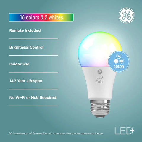 Color Changing LED Light Bulbs With Remote For A19 Standard Bulbs, No App Or WiFi Needed, 2 Pack, Dimmable And Versatile