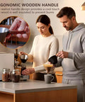 Couple using Stainless Steel Espresso Shot Cup With Built In Scale For Precise Measuring In Milliliters And Ounces Dual Scale Wide Mouth