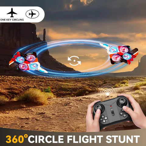 RC Plane With 1080P Camera For Adults And Kids, FPV Live View, performing 360° circle flight stunt with remote control