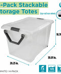 Hella Spacious Thirty Two Gallon Wheeled Storage Totes With Clear Plastic Rolling Bins And Lock Tight Lids For Effortless Moving Loads Smart Garage Makeover And Playroom Stash Setup Four Pack Bundle 32 gallon clear bin with wheels and lid