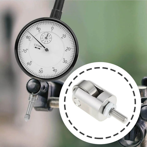 Dial Indicator Roller Tip For M2.5 Point Measuring Head With 10mm Smooth Roller, Precision Contacting Tip For Machinists, Durable Head For Accurate Readings In Mechanical And Manufacturing Setups, shown on dial indicator