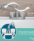 2-Handle Faucet in Chrome Finish with swivel design, part of Heavy Duty Plastic Laundry Tub Featuring A Spacious 21 Gallon Basin.