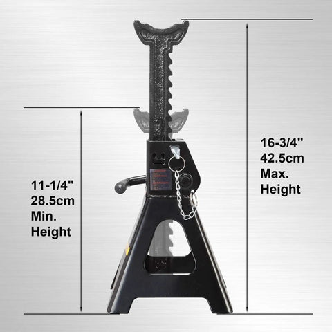 Beefy 3 Ton Double Locking Steel Jack Stands Set 2 Pack Black Heavy Duty Vehicle Lifting Supports After Jacks 11.25 To 16.75 Inch