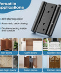 Ranbo 4-inch heavy-duty 304 stainless steel double-spring hinge with integrated tension adjustment, black finish