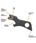 7 In 1 Keychain Multitool For Everyday Carry EDC Gear With Bottle Opener And Screwdrivers Wire Stripper Pry Bar Cross Driver Lanyard Hole Black Titanium Nitride Coated Stainless Steel Compact And Lightweight tool on white background