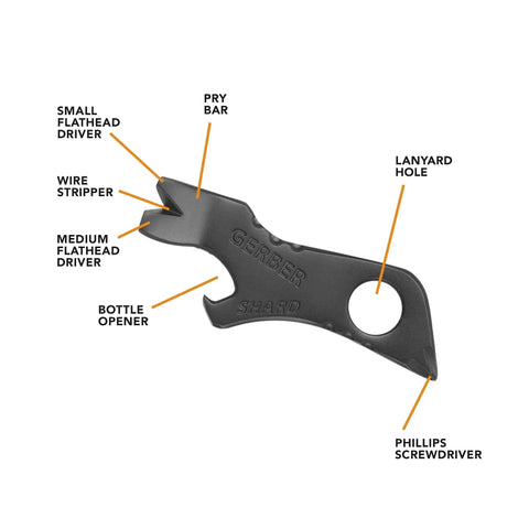 7 In 1 Keychain Multitool For Everyday Carry EDC Gear With Bottle Opener And Screwdrivers Wire Stripper Pry Bar Cross Driver Lanyard Hole Black Titanium Nitride Coated Stainless Steel Compact And Lightweight tool on white background