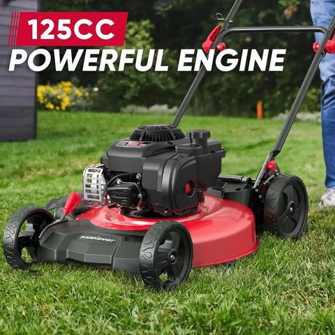 Lightweight 21-Inch Push Lawn Mower With 125cc Briggs And Stratton OHV Engine, 2-In-1 Mulching And Side Discharge, No-Fuss Maneuverability For Small Yards And Tight Spaces, Durable Yard Work Companion on grass